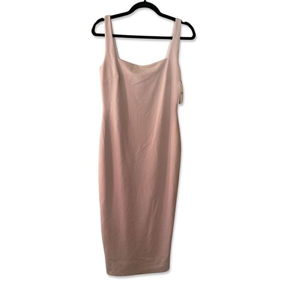 Nookie Sz L Rendezvous Nude Pink Midi Dress body con Stretch NWT $239 Revolve - Picture 5 of 12
